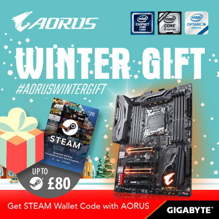 Buy the latest GIGABYTE AORUS X299 motherboards get up to £80 FREE STEAM wallet codes this winter!