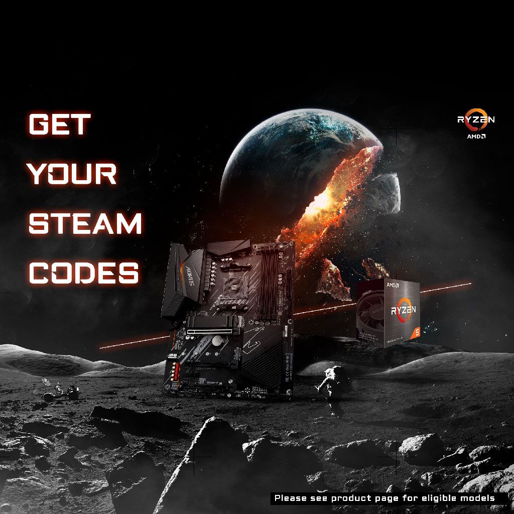 Get up to €30 STEAM of vouchers wallet codes when you purchase select B550 or B450 motherboards and AMD Ryzen CPU